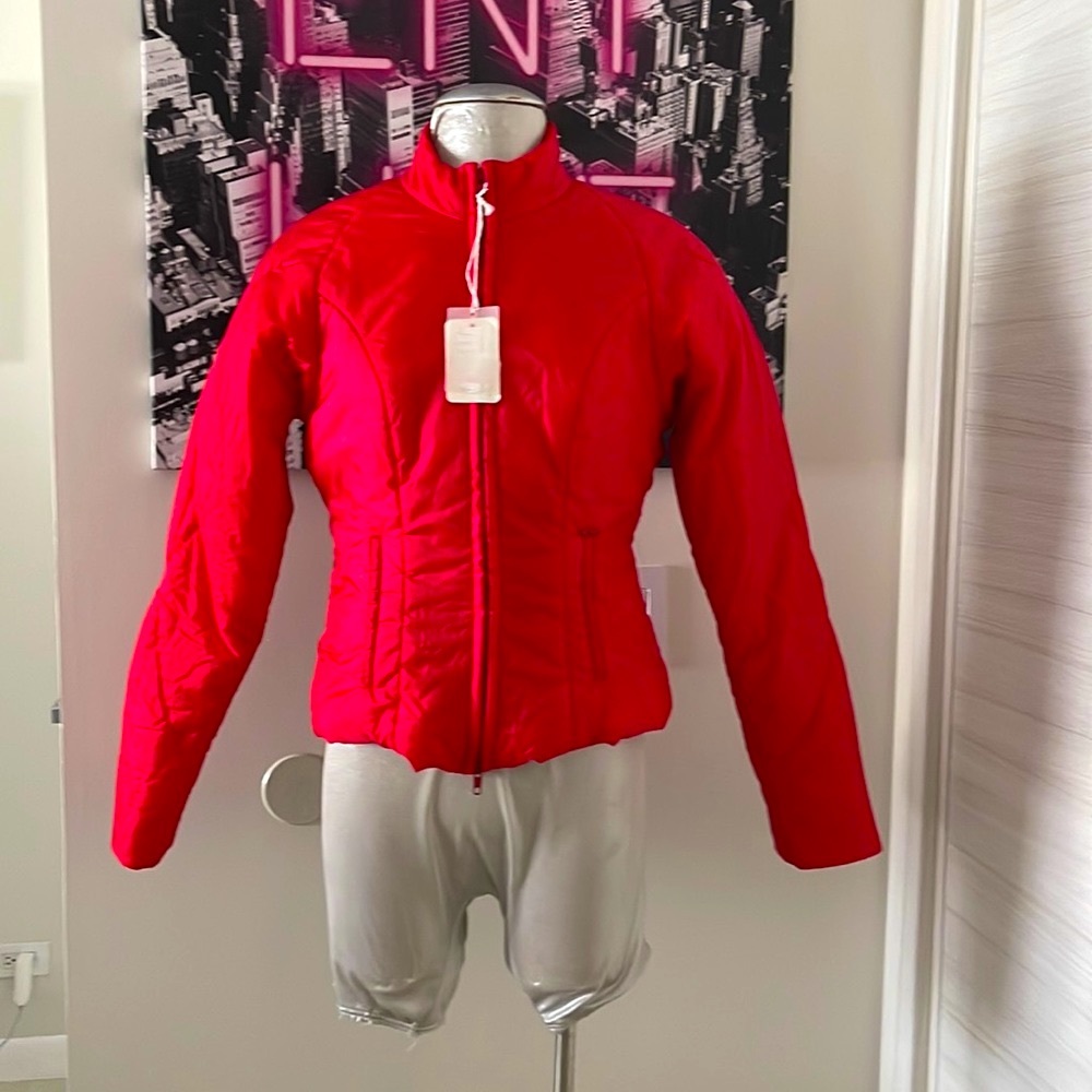 NWT Kathleen Madden ski jacket bumper zip up red size XS  sleeves 24” coat 23”